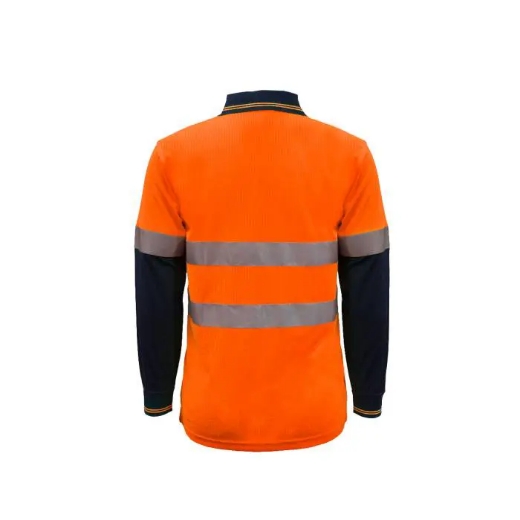 Picture of WorkCraft, Hi Vis Two Tone Long Sleeve Micromesh Polo, Pocket, CSR Reflective Tape